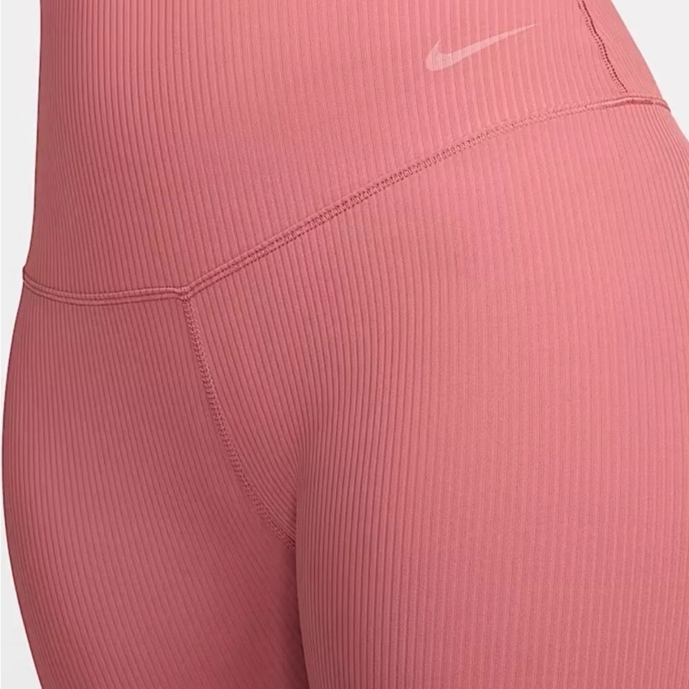 New Nike Zenvy Rib Gentle-Support, High-Waisted Leggings Rose/Pink - Picture 4 of 7